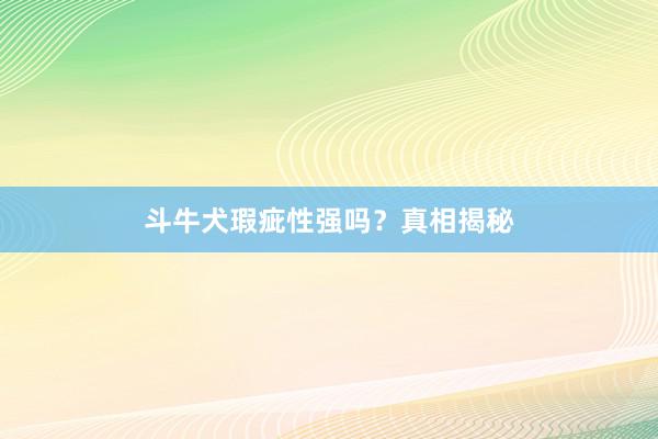 斗牛犬瑕疵性强吗？真相揭秘