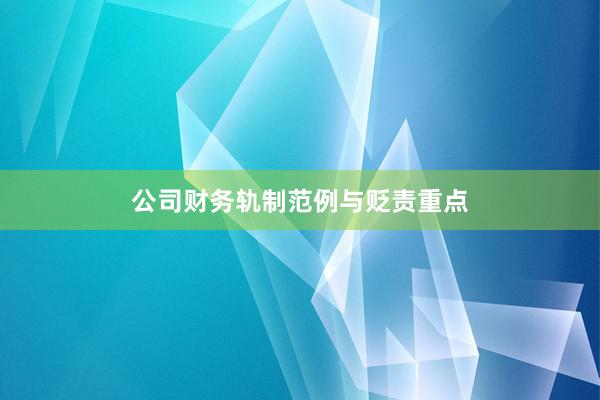 公司财务轨制范例与贬责重点